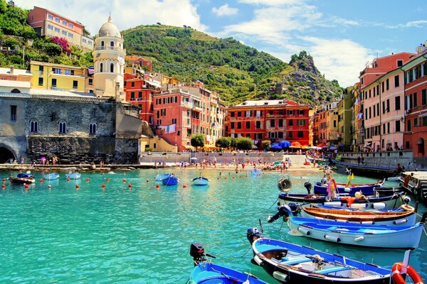 Coastal view of the city of sunny Italy