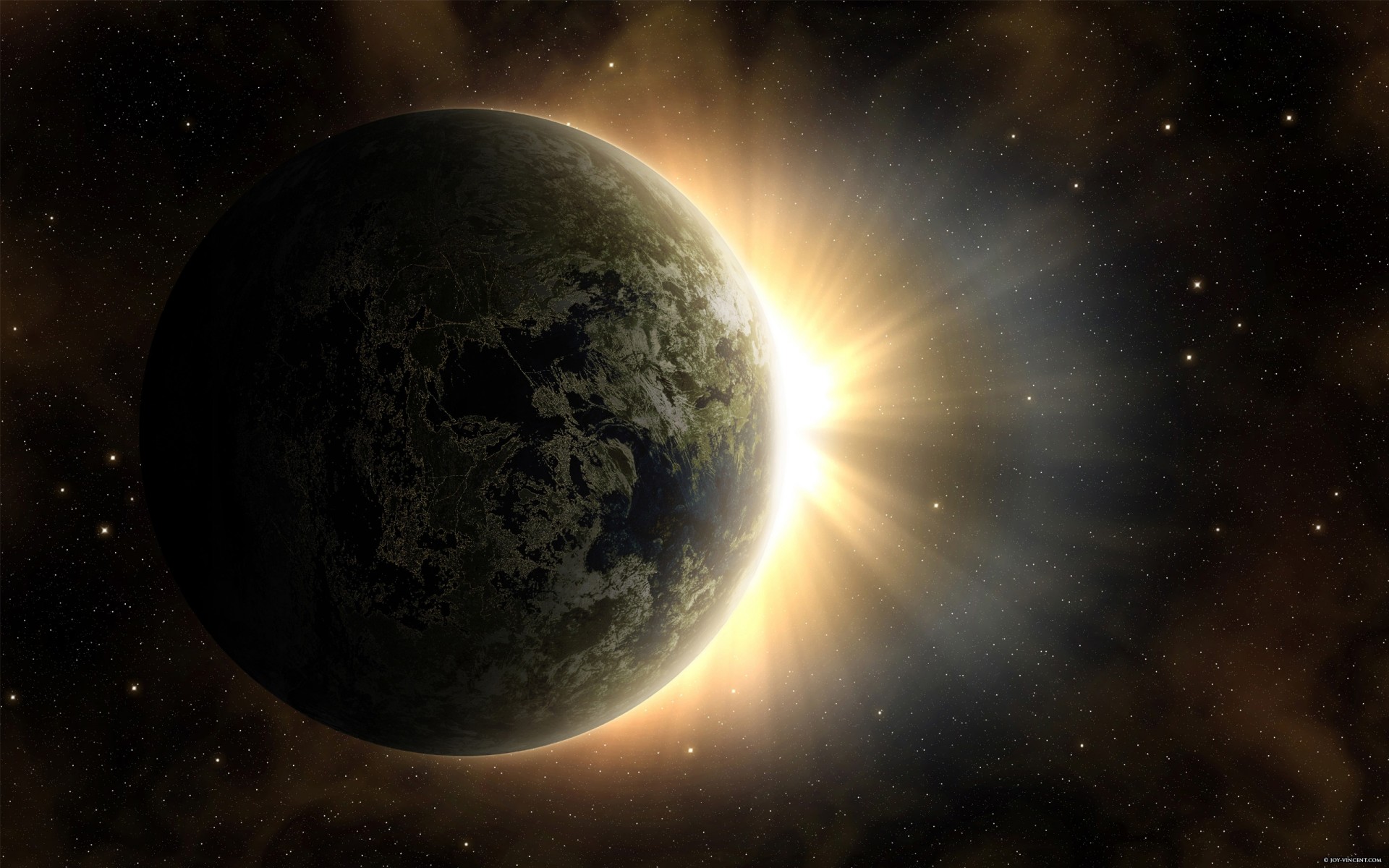 planet erde dämmerung sonne sterne