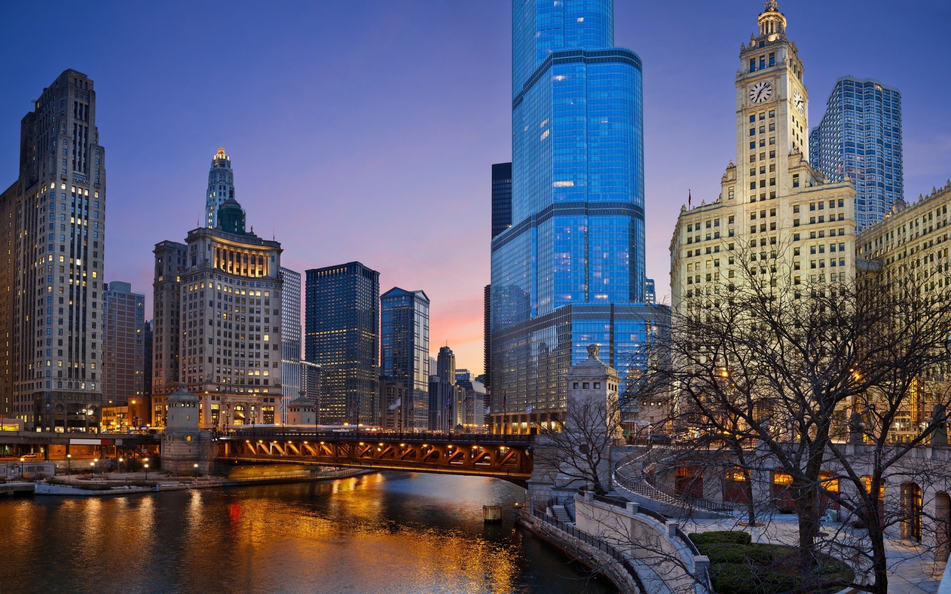 lights chicago night united states illinois park