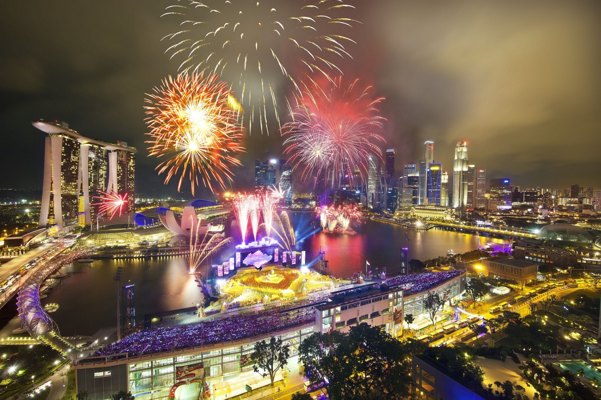 2012 fuegos artificiales noche singapur