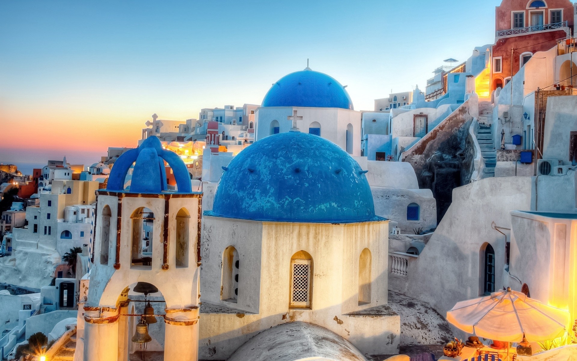 ville nuit grèce santorin oia