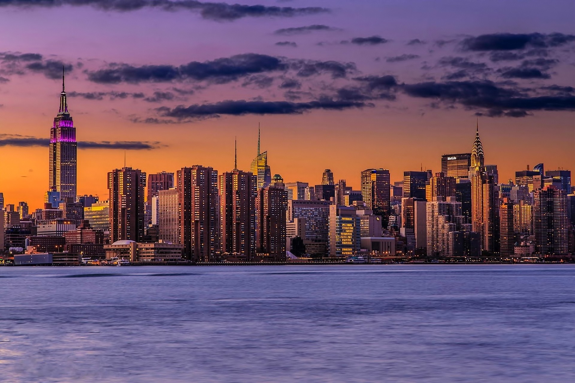 lichter new york manhattan sonnenuntergang