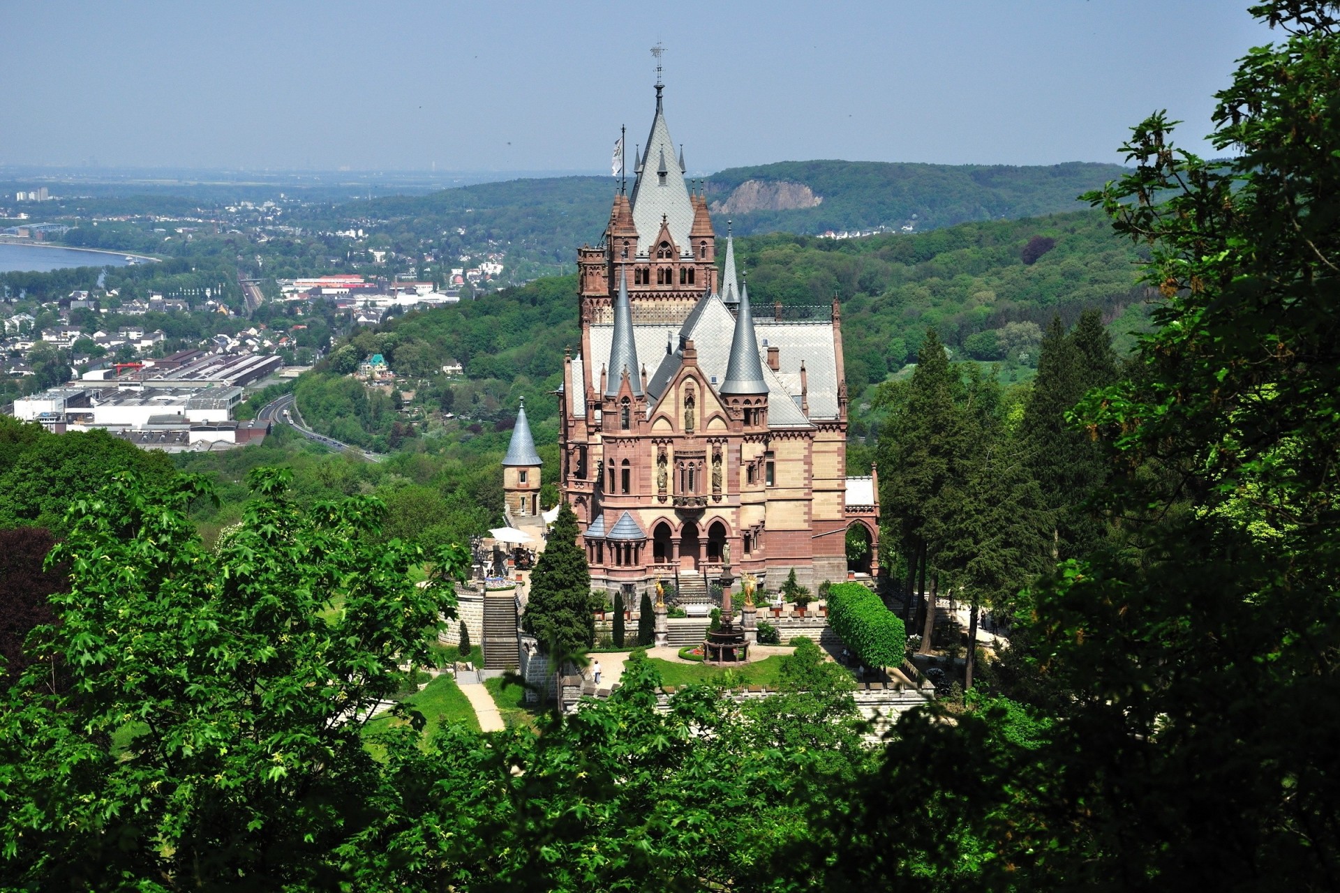 блокировка лес город замок германия drachenburg