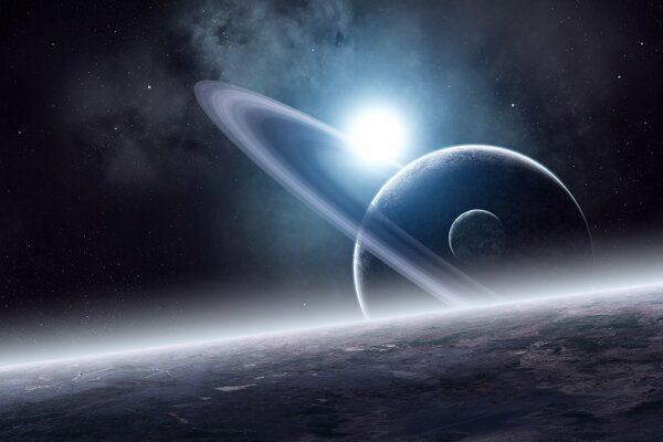 Niezwykły widok pierścieni planety przez powierzchnię