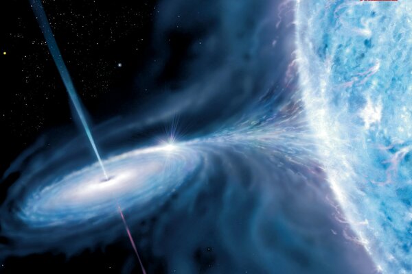 Ein Quasar verschlingt einen blauen Riesen