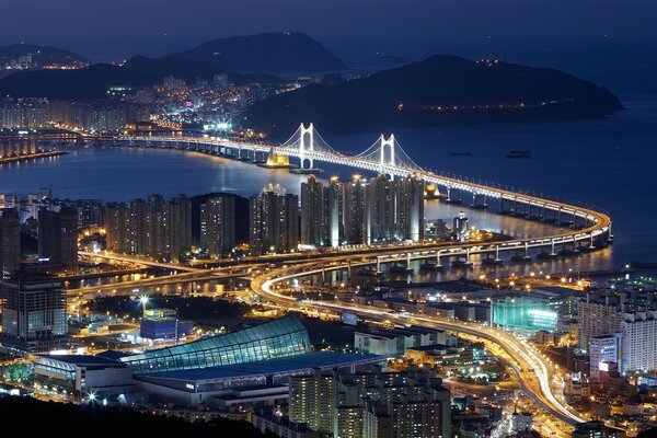 Com è bello stare su un ponte e guardare la città di notte