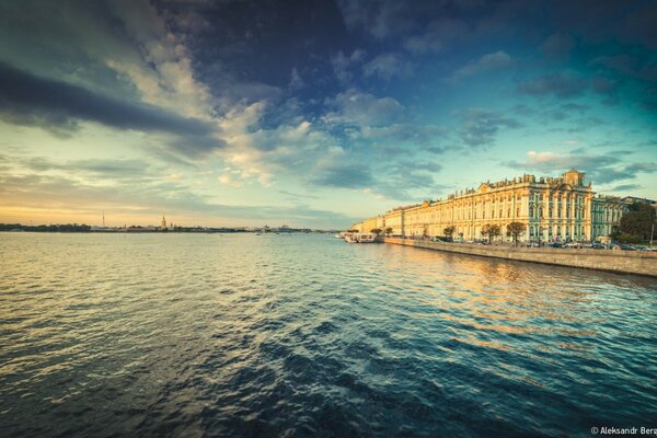 View of the Palace embankment from the water