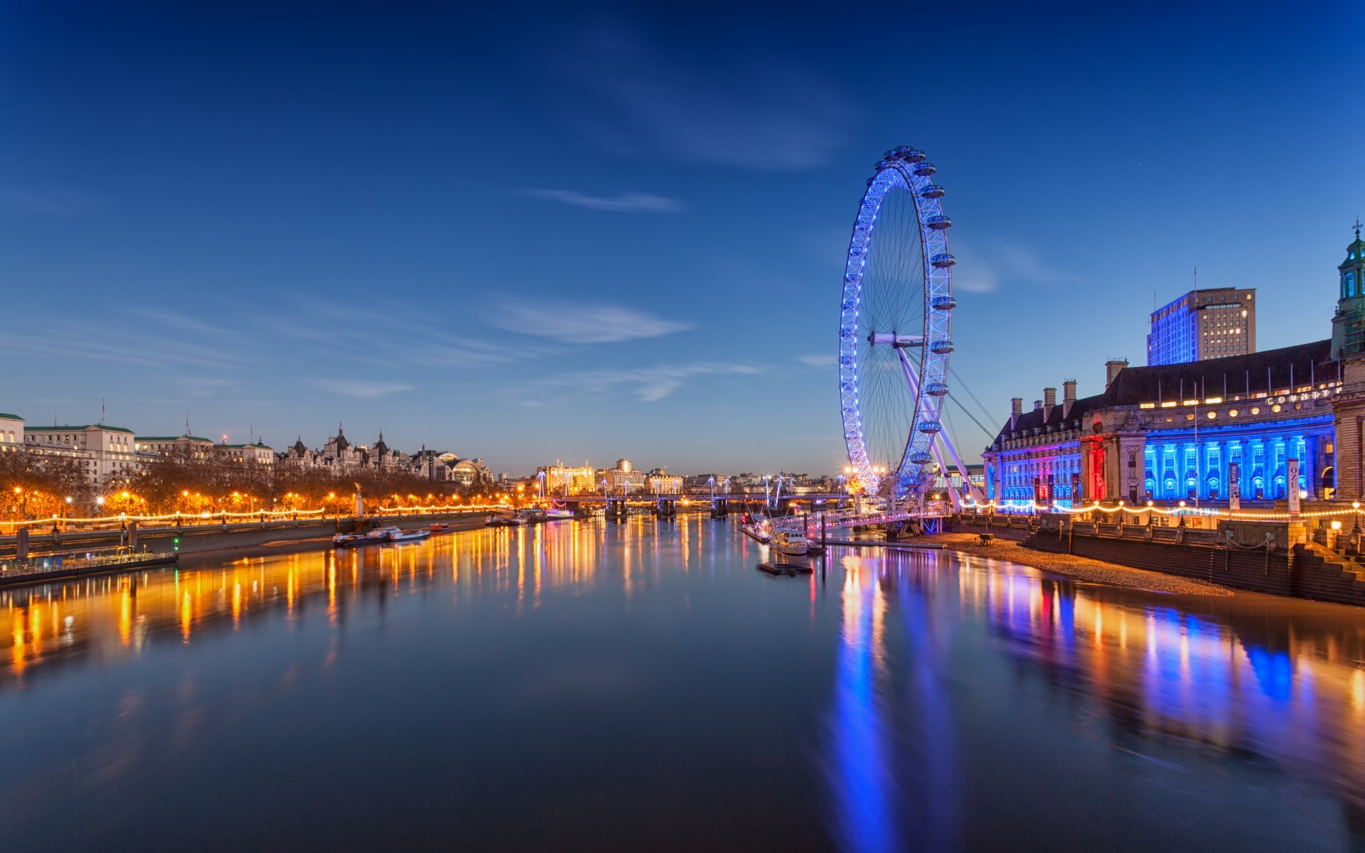 rzeka london eye anglia londyn diabelski młyn tamiza nocne miasto tamiza