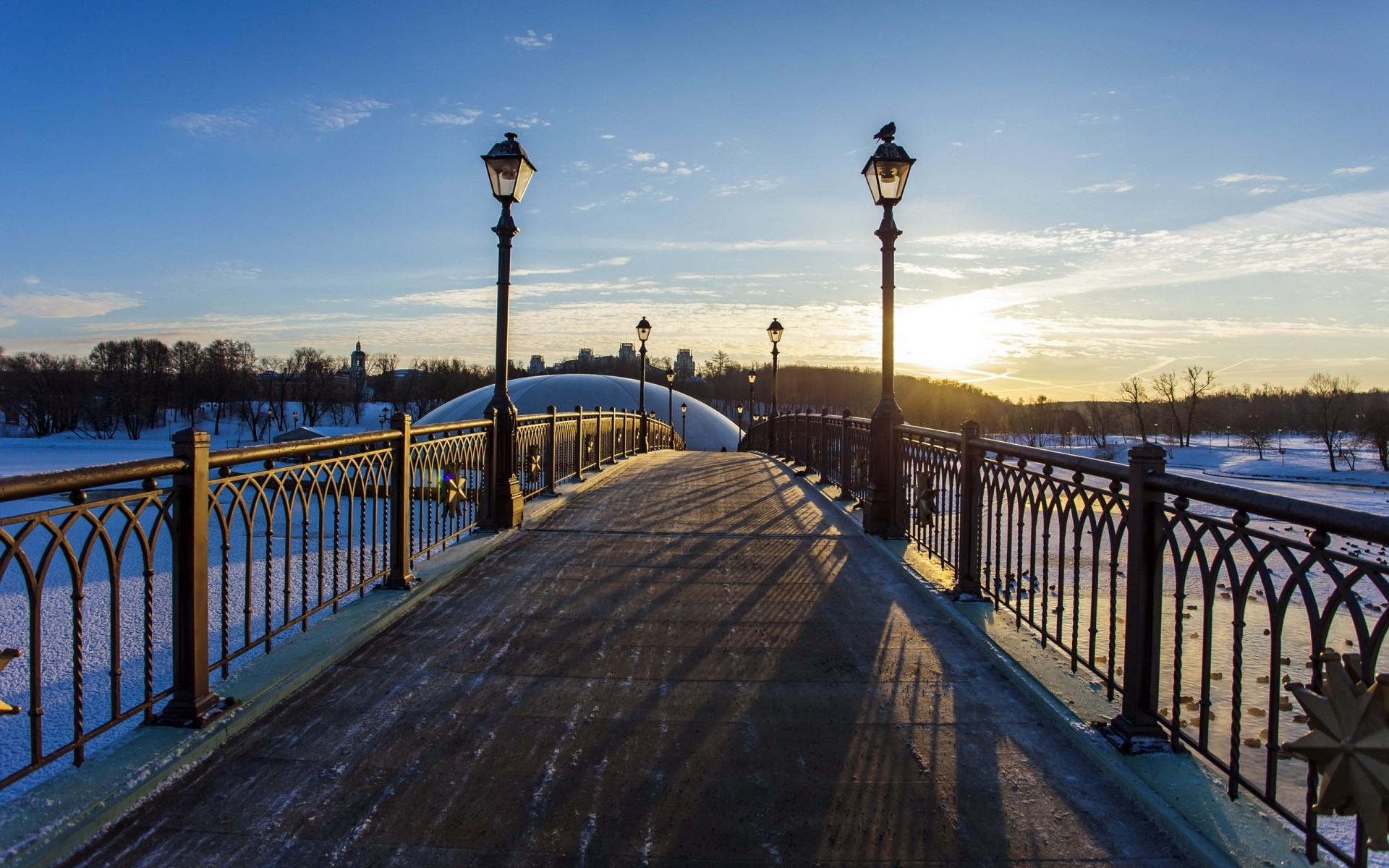 pont hiver rivière ville