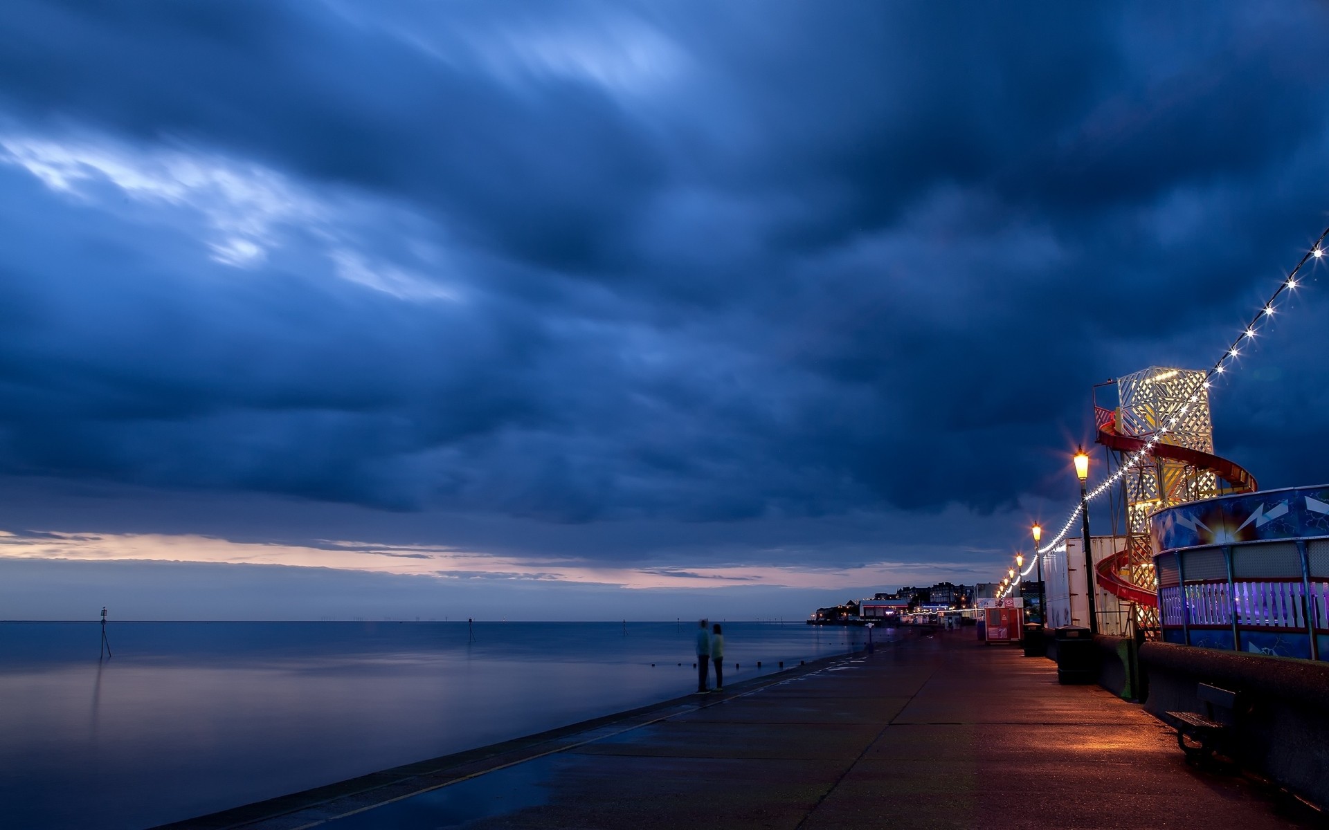 obscurité nuit rivage gens