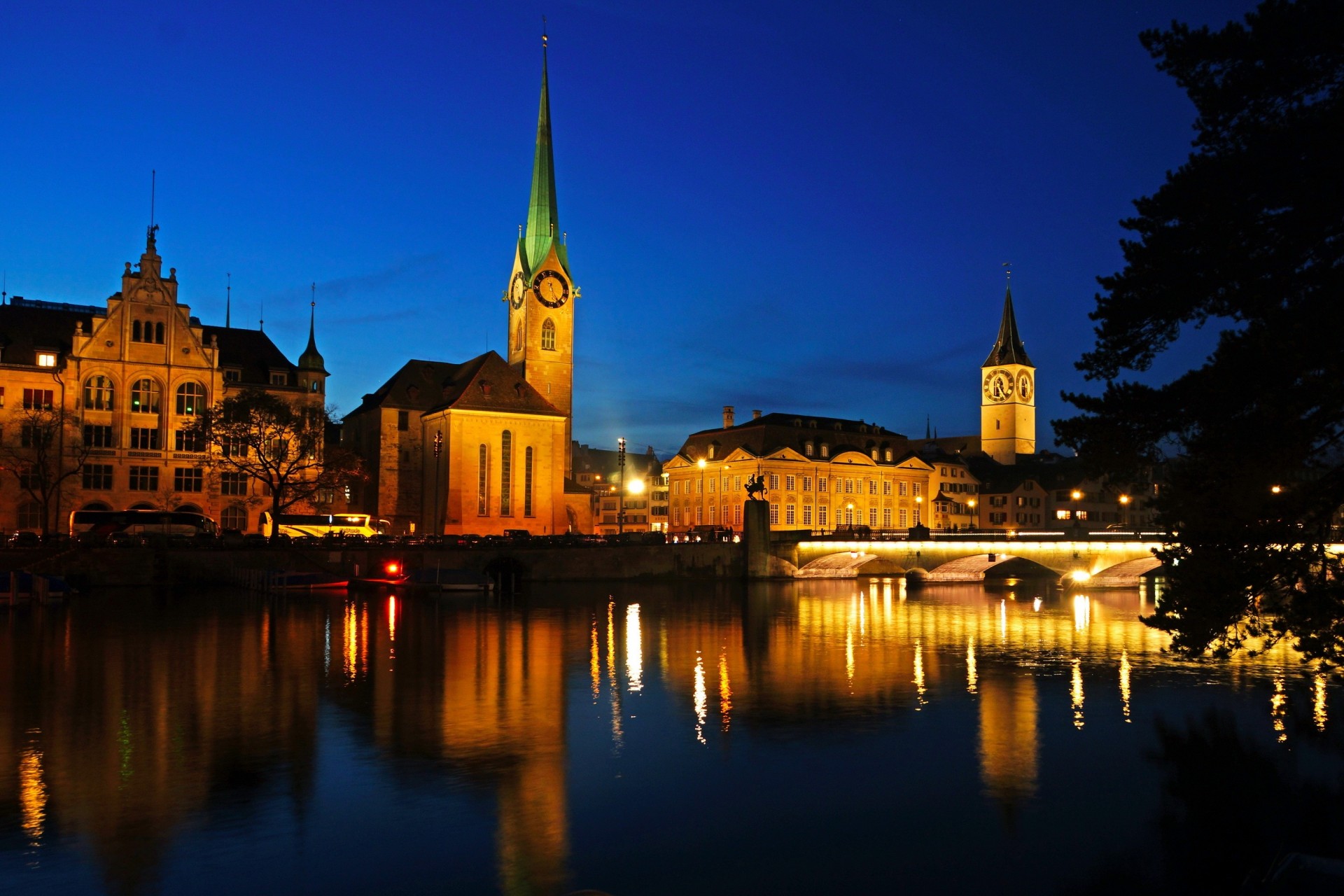 suiza zurich noche río