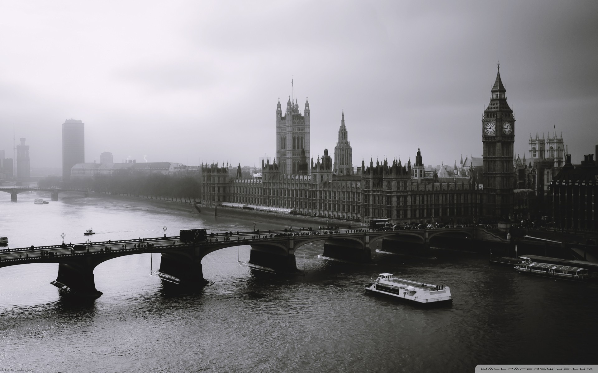 londyn czarny most big ben biały czarno-biały