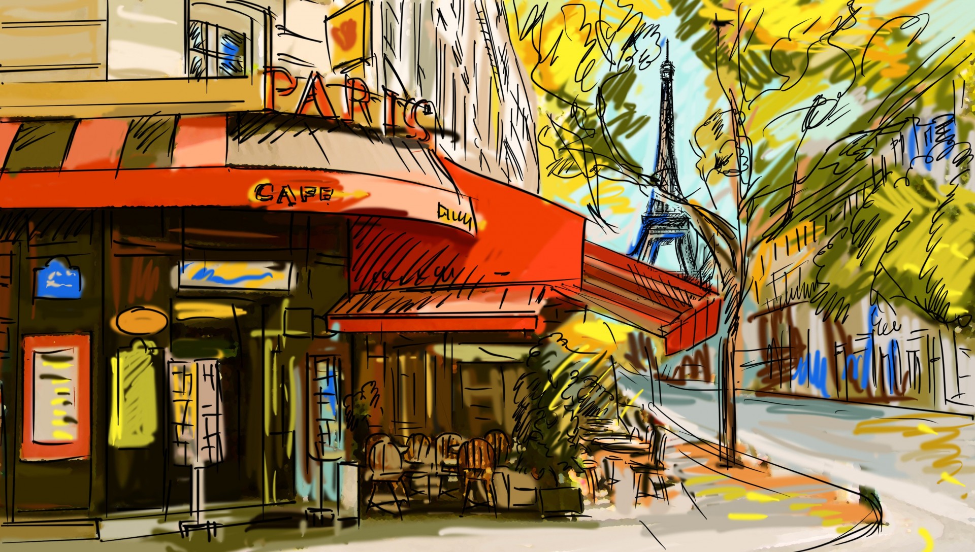 francia parigi caffè disegno