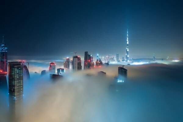 Night fog in Hong Kong