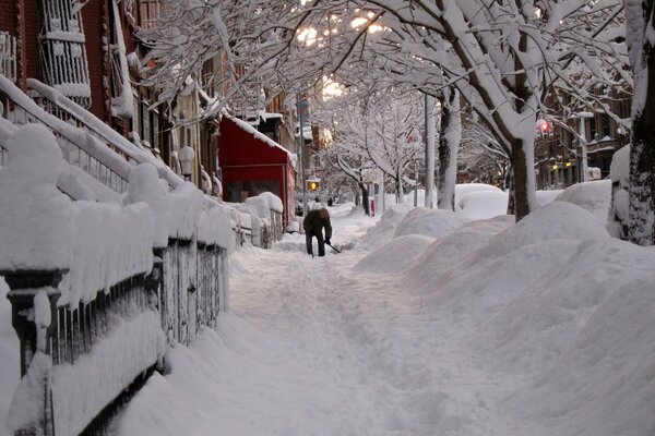 Invierno blanco como la nieve en la ciudad de nueva York