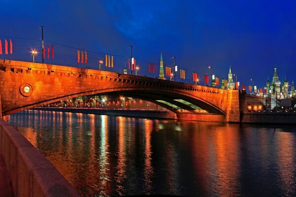 At night Moscow lights up with different colors