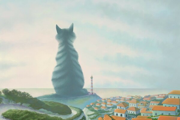 Арт большой кот маяк