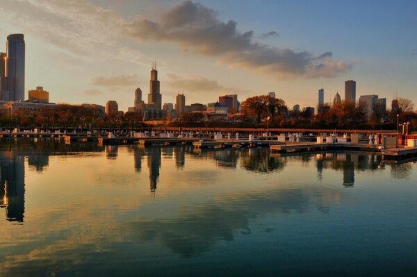 Ville de nuit. Chicago, Ellinois