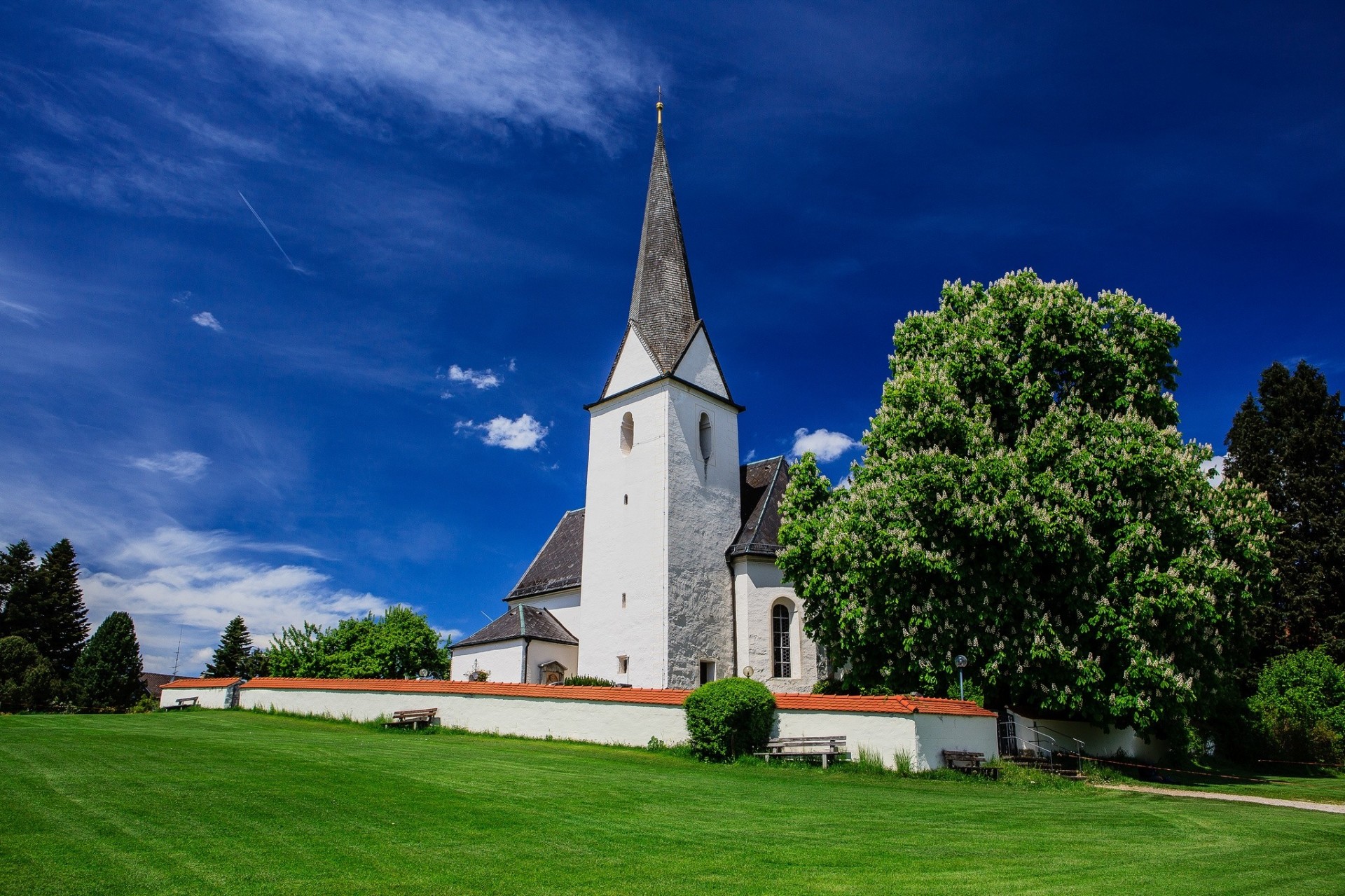 église arbres bavière allemagne châtaignier réparation pré