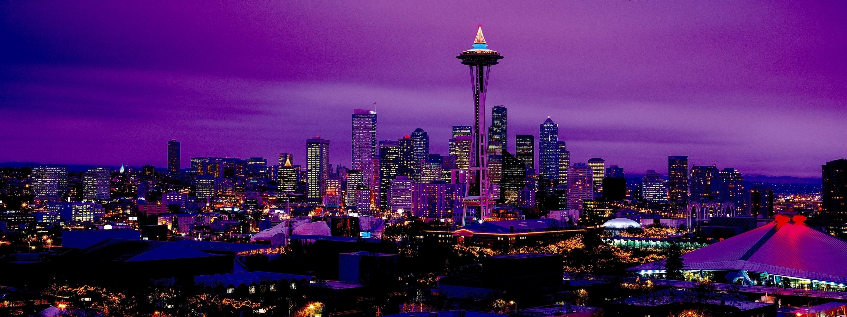 luce seattle notte città viola