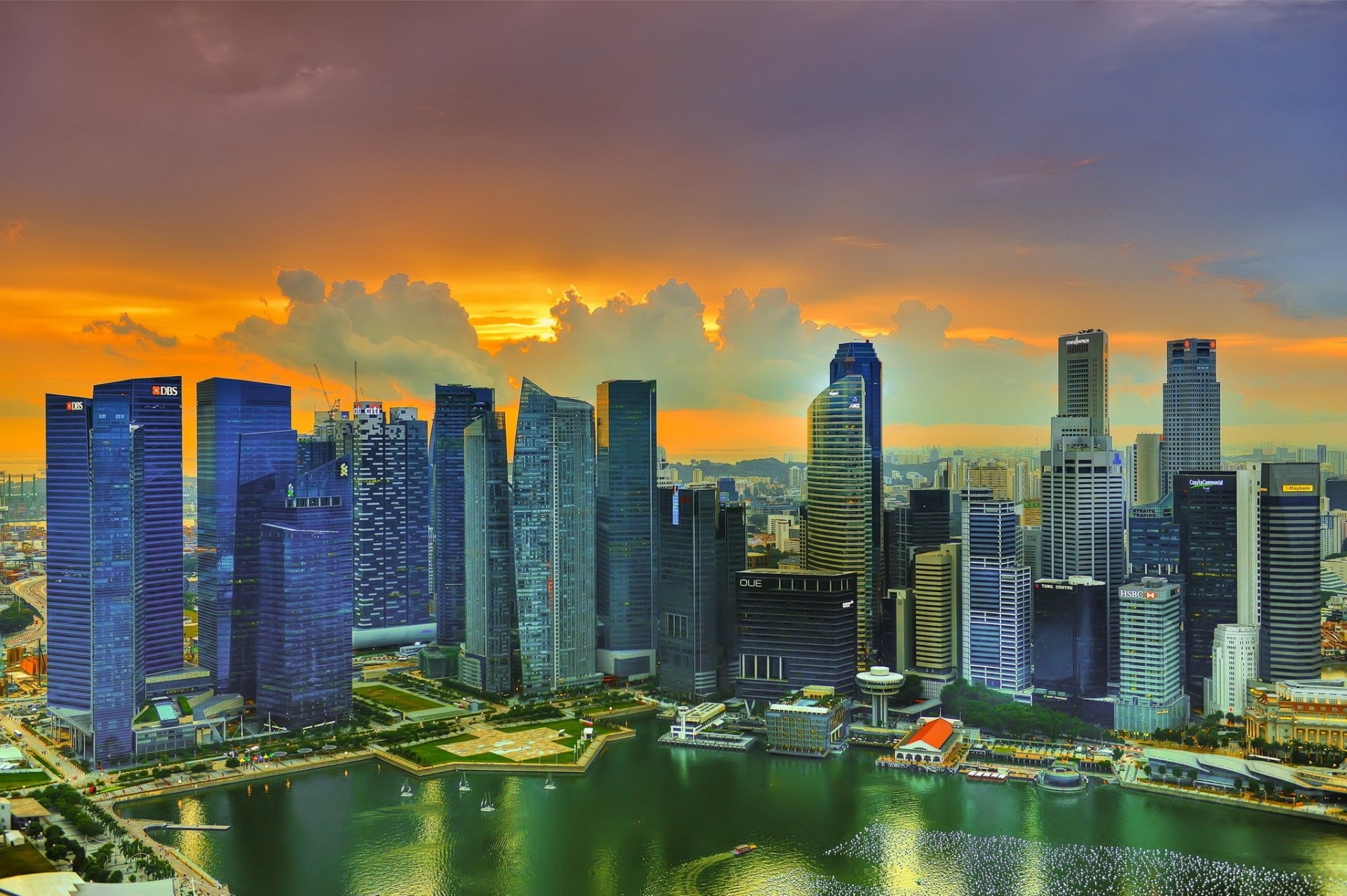 un clouds skyscraper sunset singapore