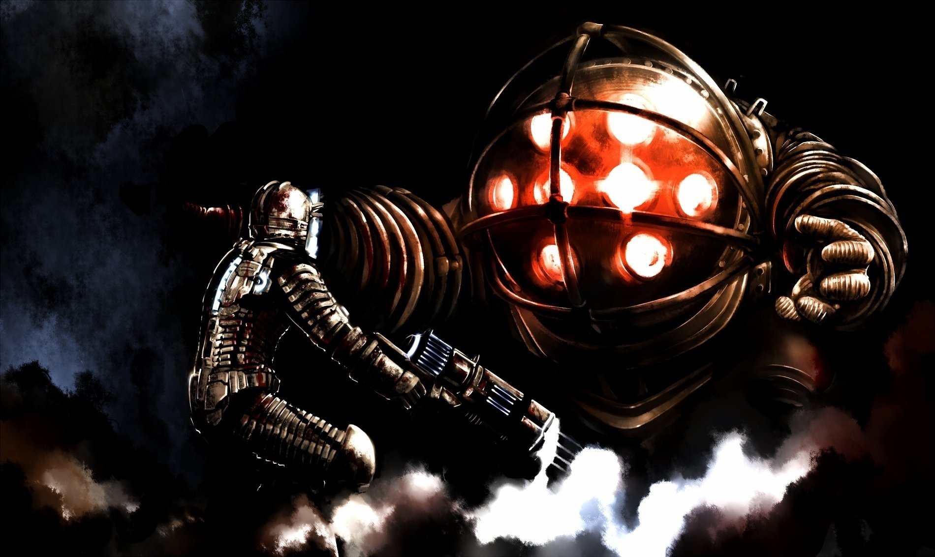 dead space vs bioshock sztuka godni rywale fight isaac clark bitwa bitwy rysunki anime fantasy