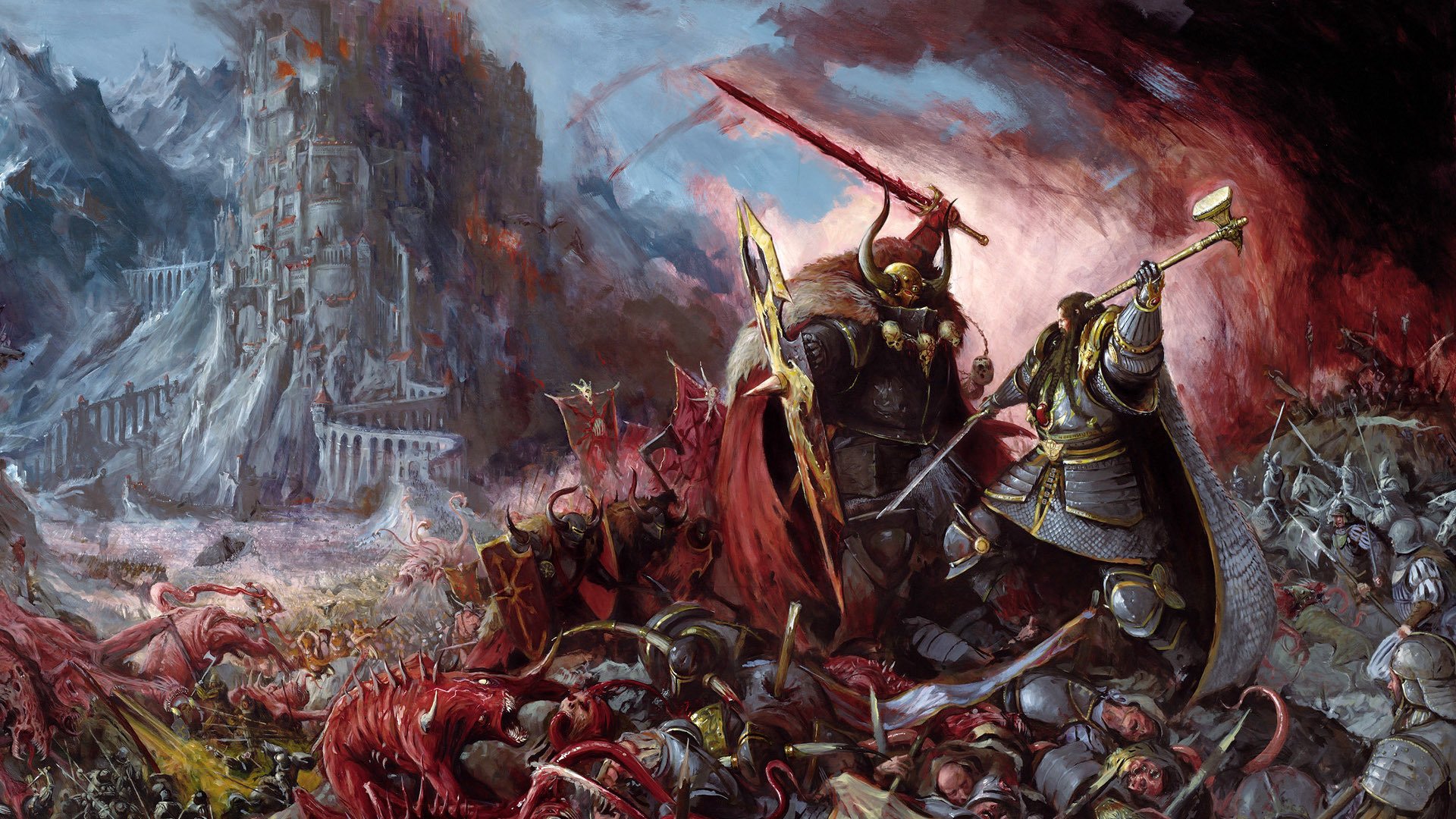 battaglia mostri persone caos warhammer disegni anime