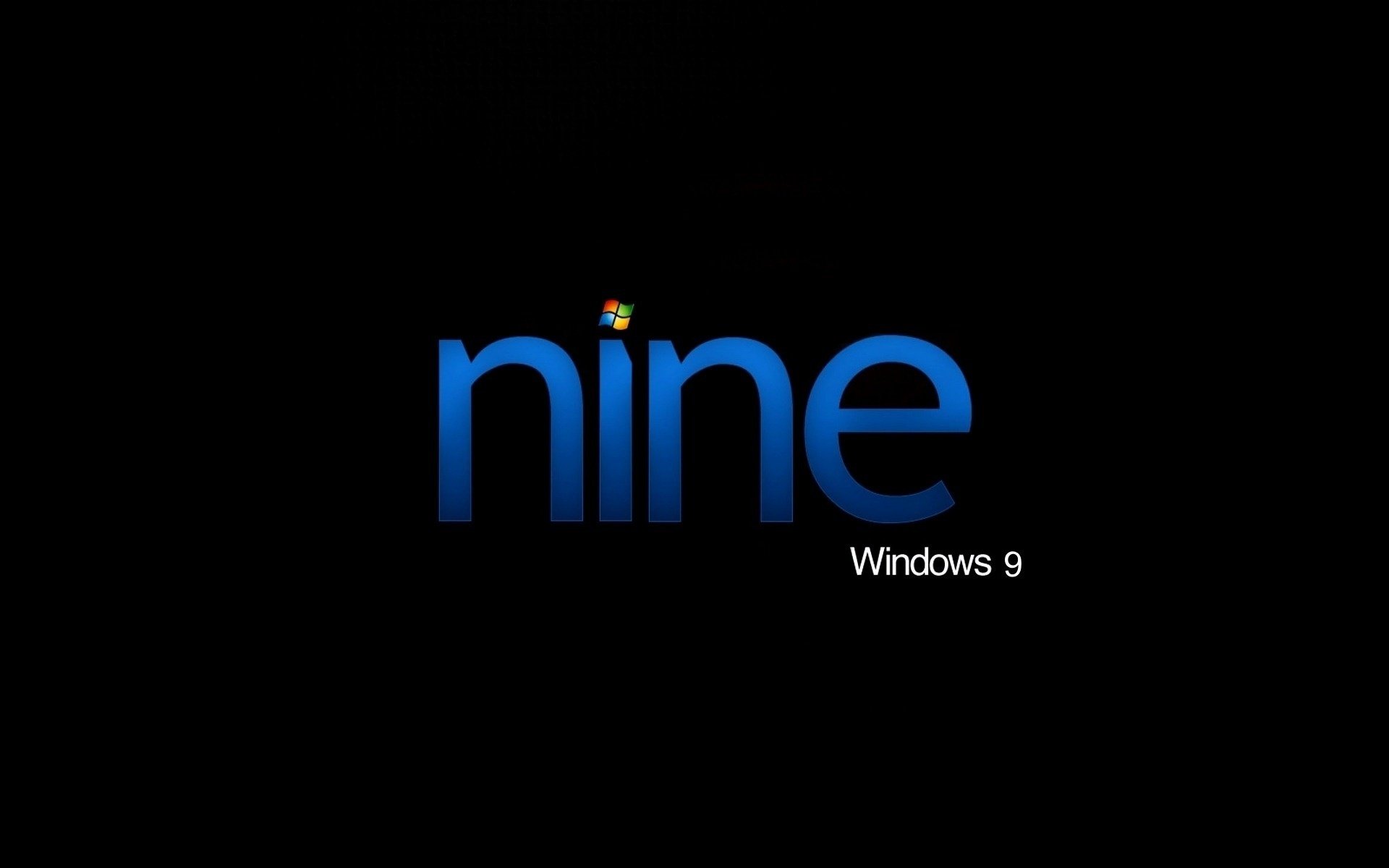 blaue buchstaben neun windov minimalismus programm embleme windows einfachheit stil schwarzer hintergrund