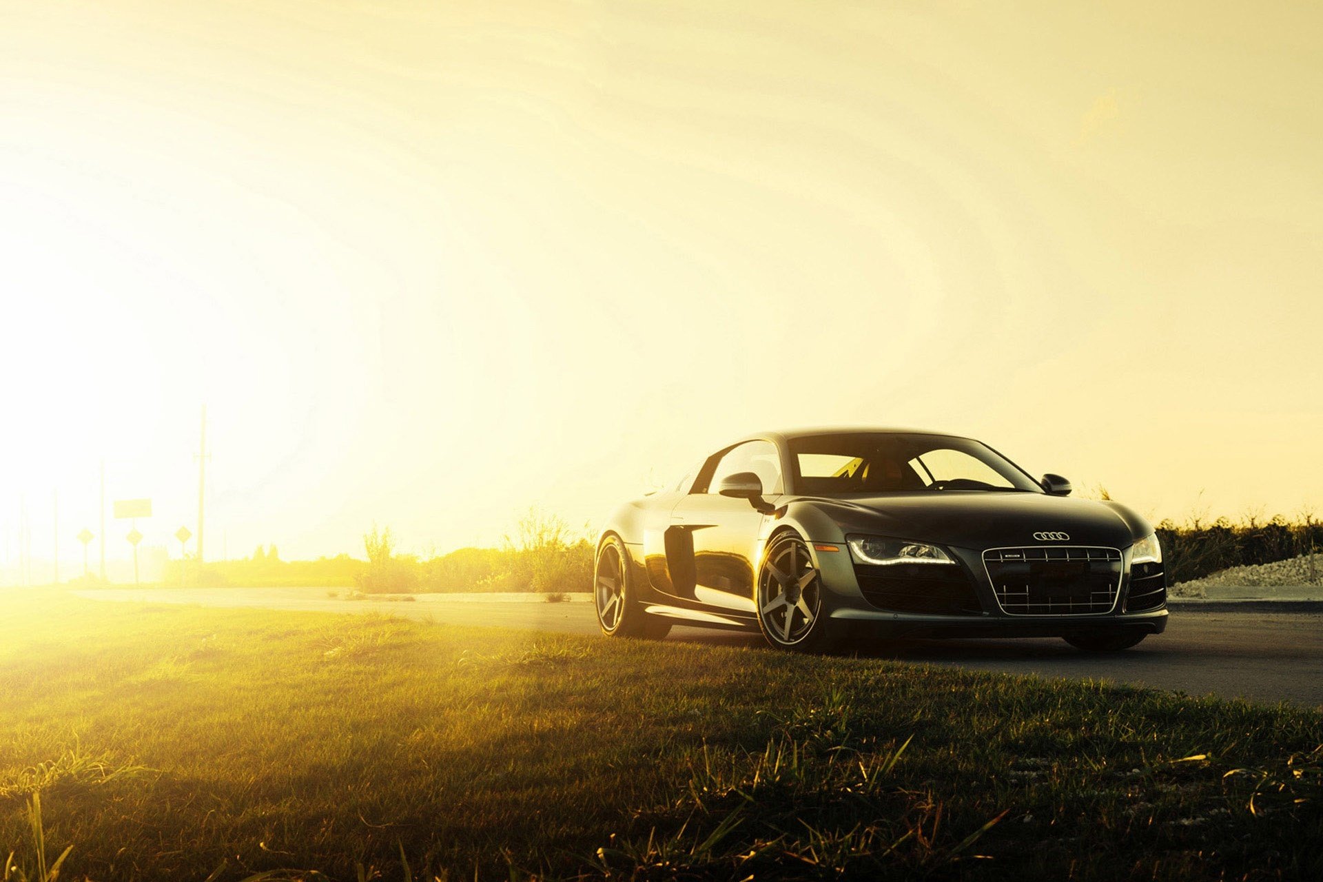 audi r8 v10 2015 räder supersportwagen schwarz sonne