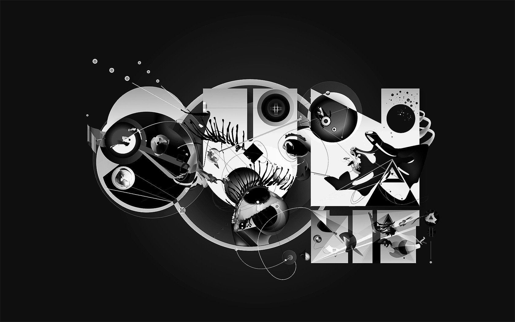 gray tones style circles design abstraction black and white