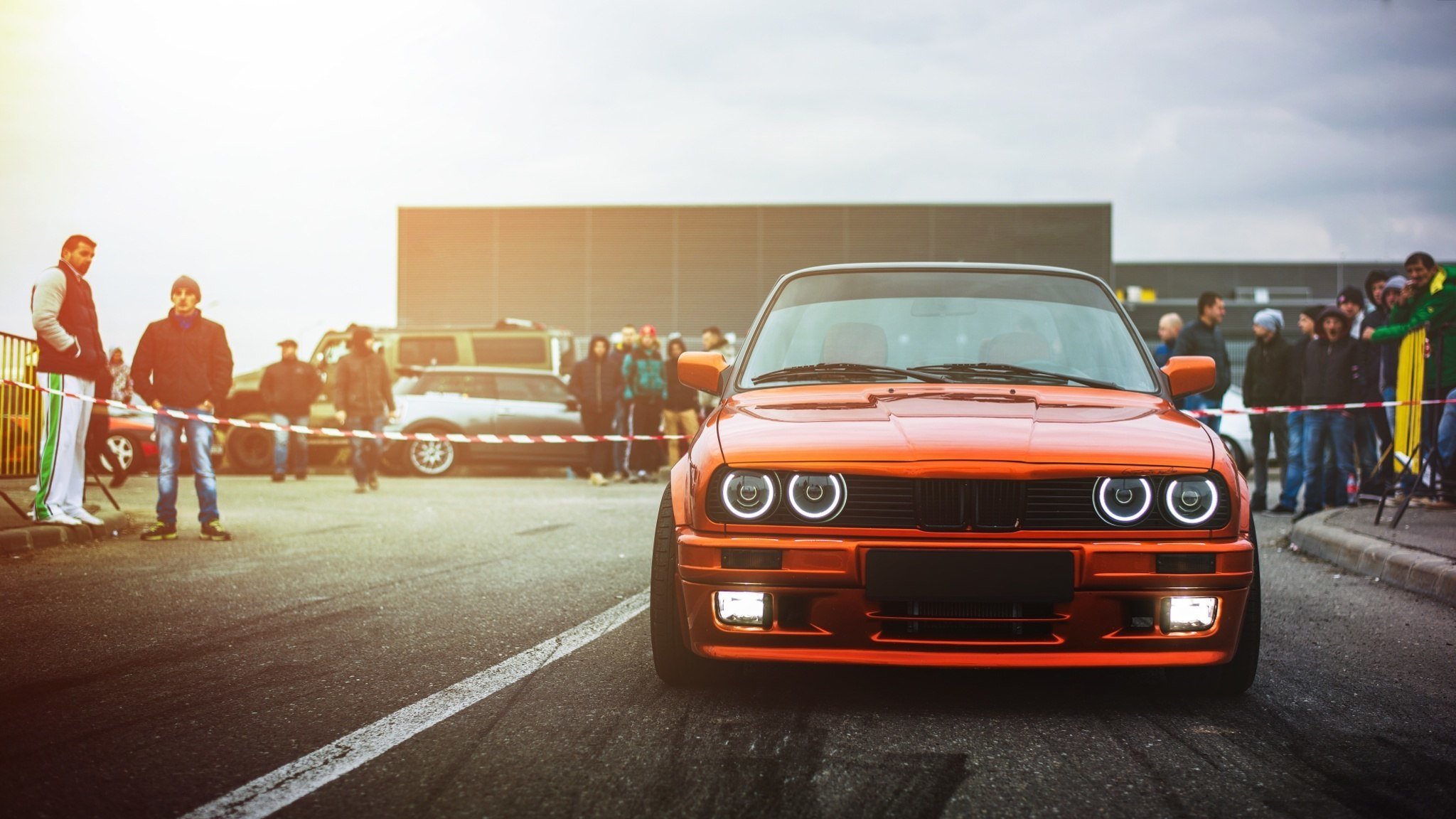 bmw e30 m3 drift car sun ligth front