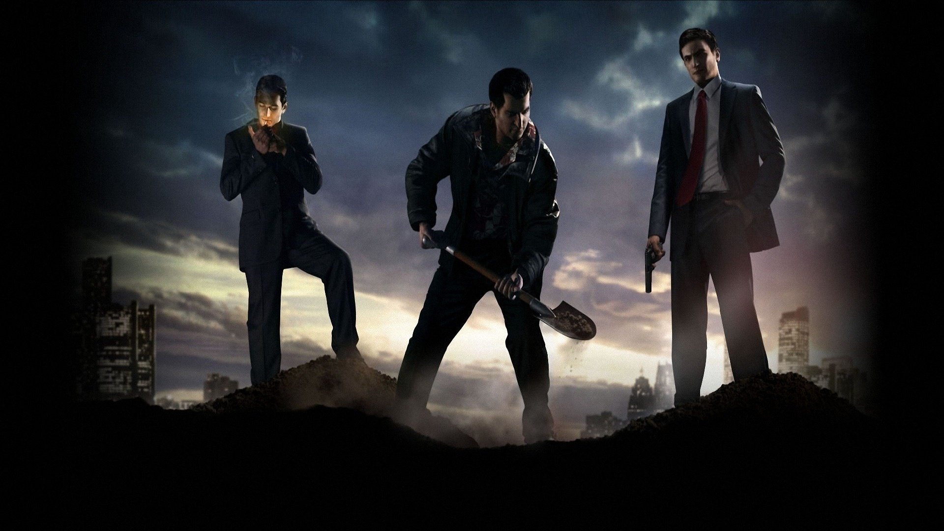 mafia2 chicos duros crimen hombres trajes negros dibujos anime hombres-a noche-a