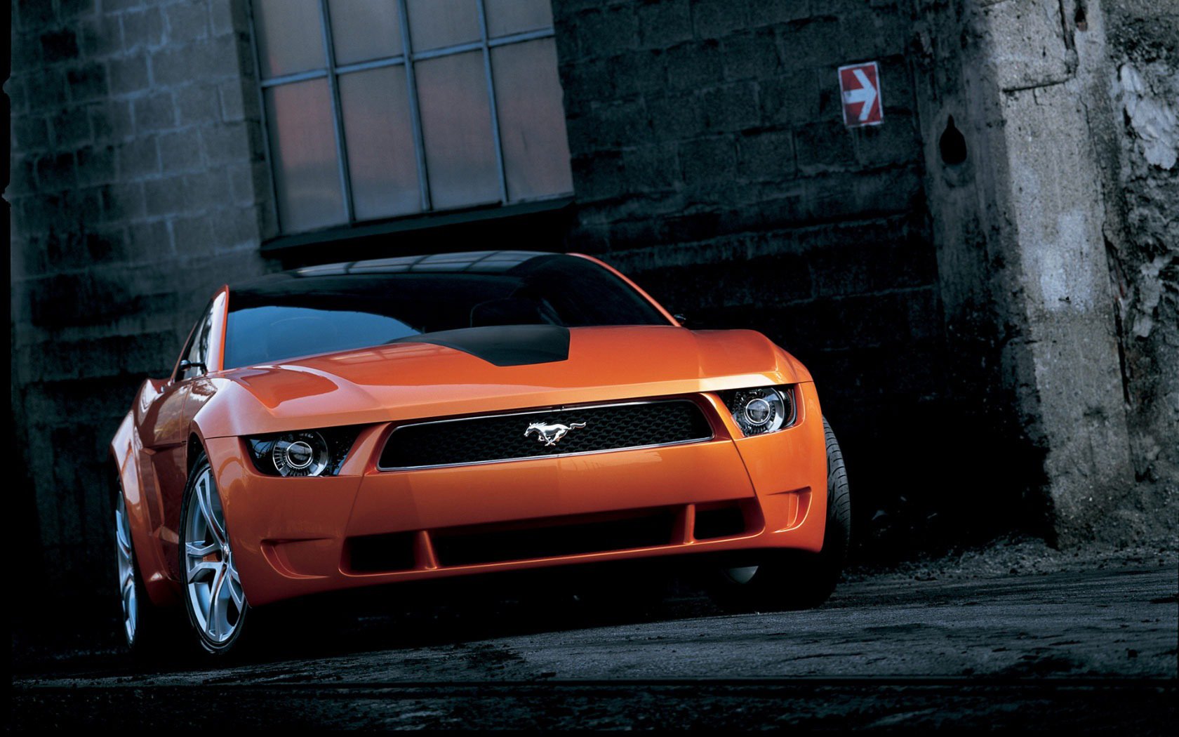 ford mustang giugiaro endroits coin de la maison orange usine fenêtre ruelle garages auto voiture voiture orange voitures particulières transport véhicules à moteur brouette phares bâtiment pointeur