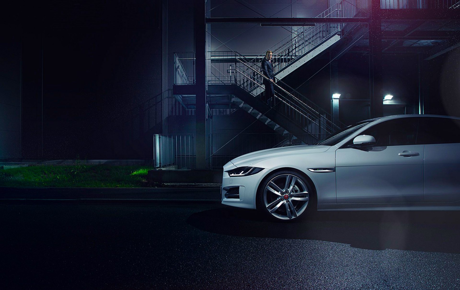 jaguar xe 2015 weiß auto seite licht nigth premium automobil