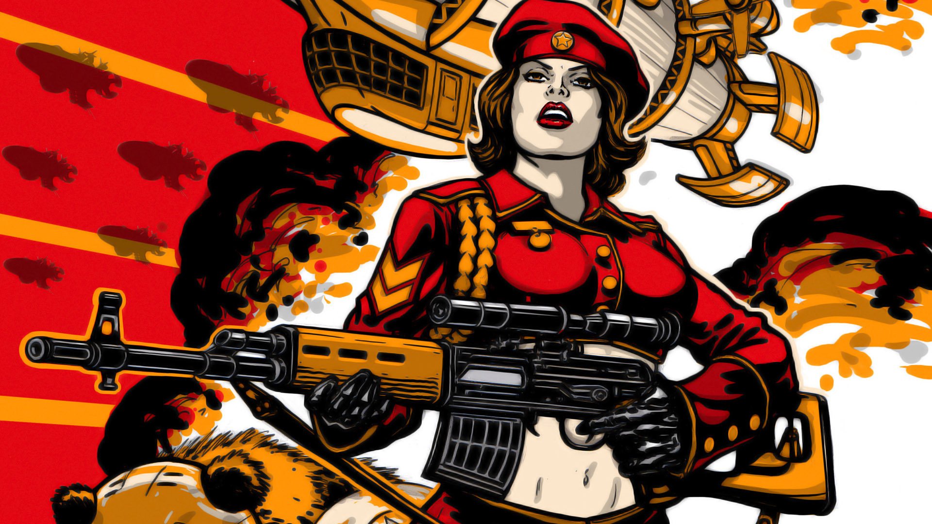 aka47 airplane red alert 3 chica figura explosión cañón kalashnikov guerreros