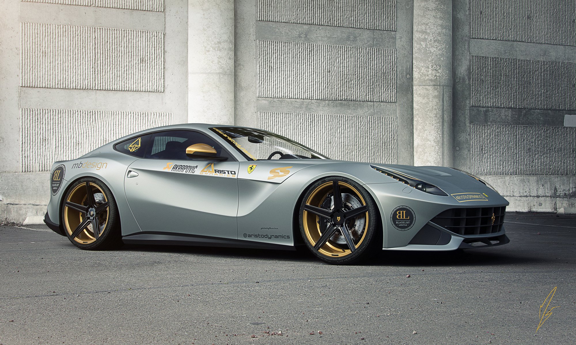 ferrari f12 berlinetta aristo dynamics tuning silvery supercar front