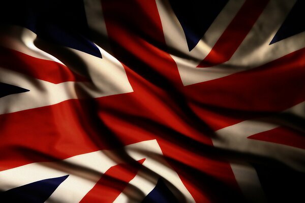 Bandera del Reino Unido en el viento