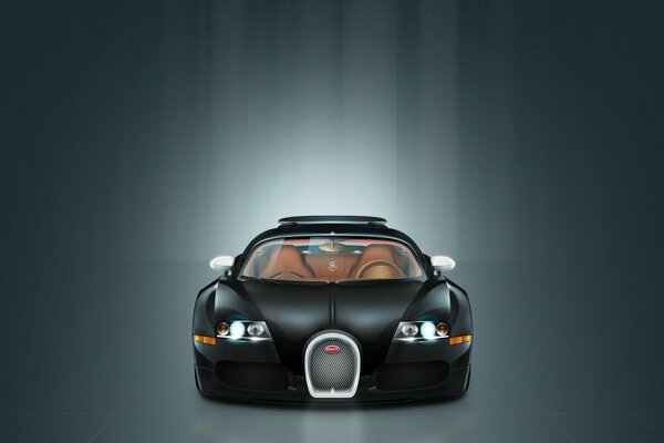 Black bugatti car on a solid background