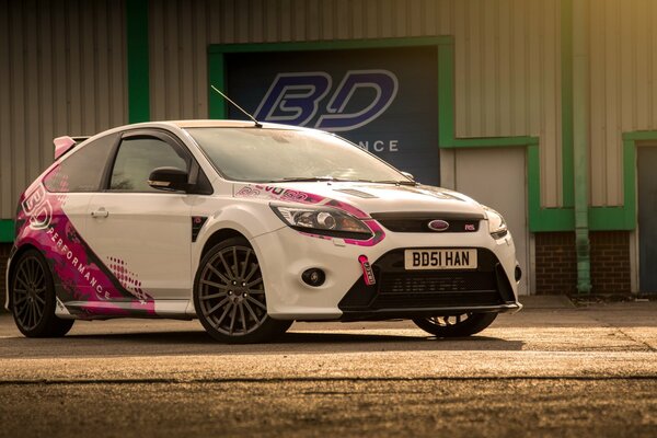 Ford Focus white with vinyls