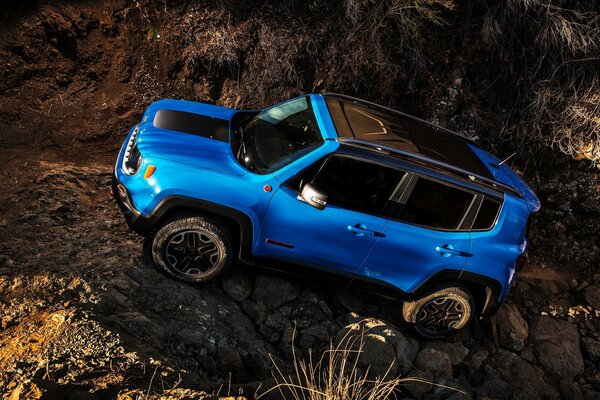 Blue Jeep renegade trailhawk