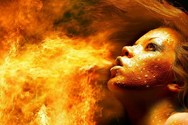 The fiery gaze of a hot girl