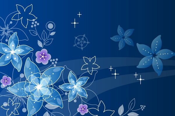 Flowers. patterns. beautiful flowers. blue. blue