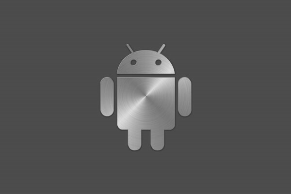 Znak Android w kolorze szarym na ciemnym tle