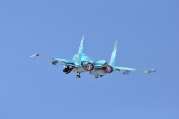 Jet front-line fighter during flight