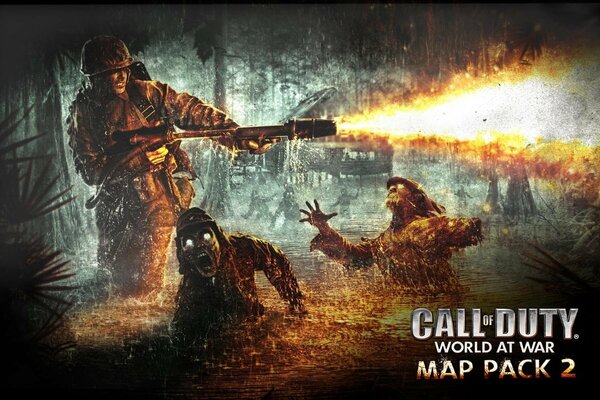 Lanzallamas. Guerra. Cal of Duty. Zombies