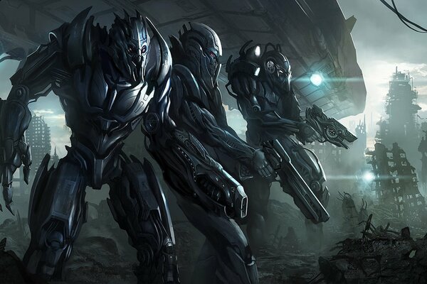 Cyborgs Aliens bereit zum Angriff