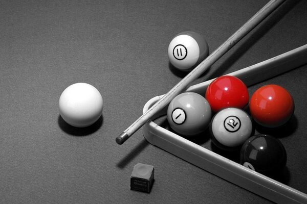 Monochrome billiards . Balls and cue