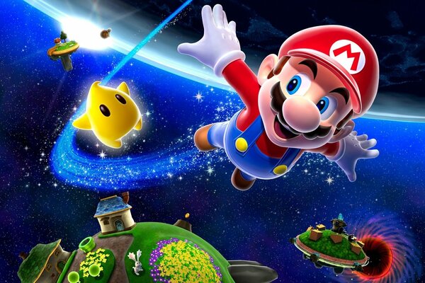 Super Mario flies into space