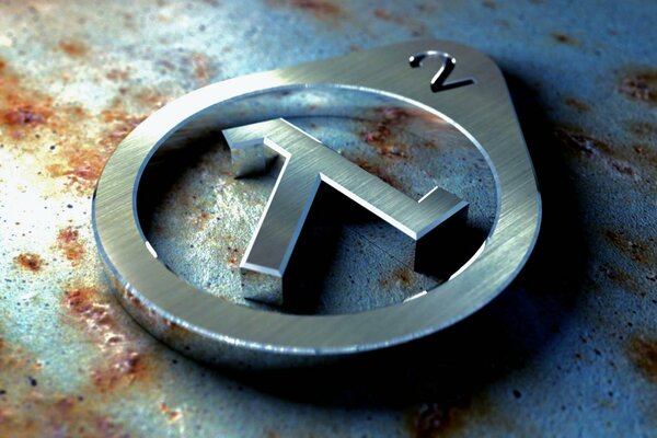 Logo half-life sur fond rouillé