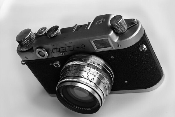 Black and white photo of the camera